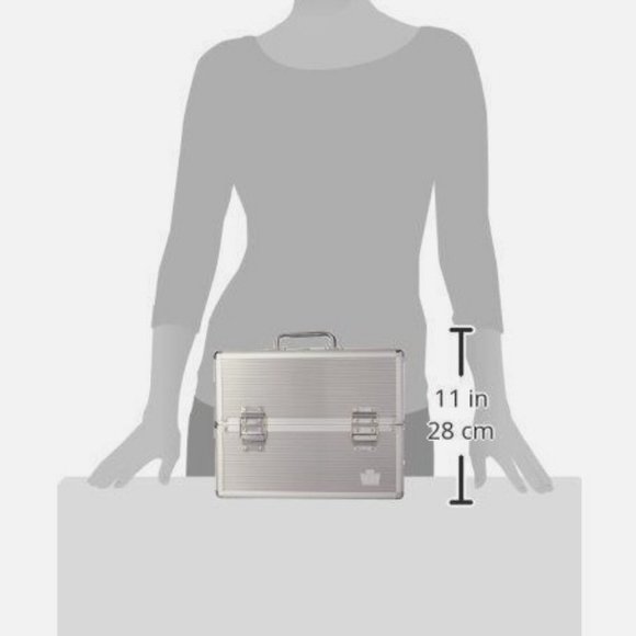 Creative Options 11.25" Silver Aluminum Crafter's Cosmetic Train Case - Picture 4 of 4